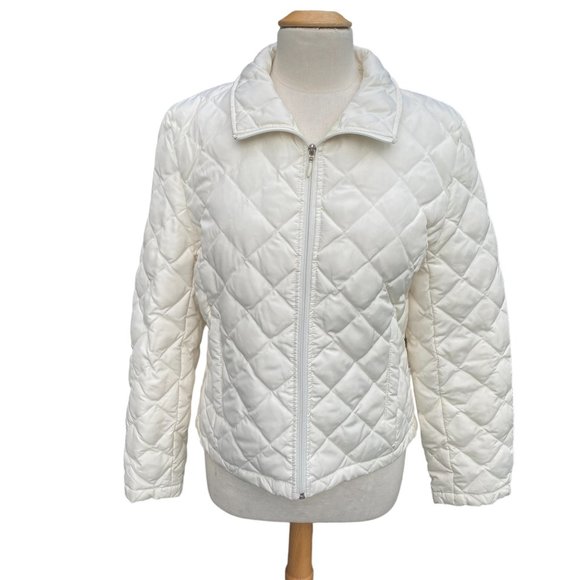 Kenneth Cole Reaction Down Puffer Jacket Ivory G-III Quilted Coastal Old Money-M - Picture 3 of 14